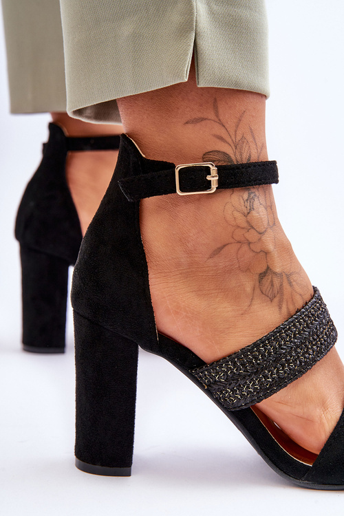 Suede Sandal With Braided Heel Strap Black Roselia