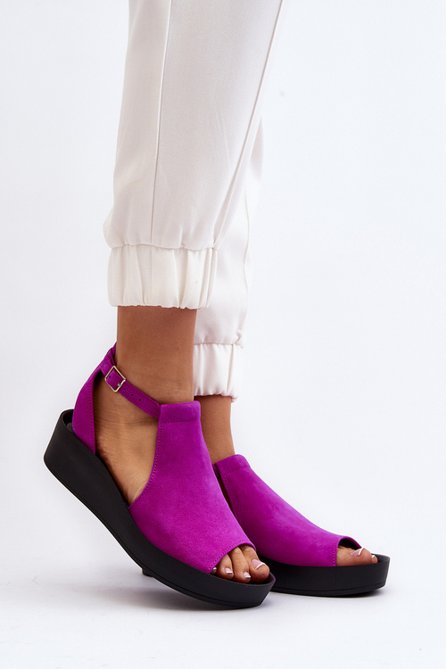 Sandały Damskie Zamsz Fuksja Zazoo 2914