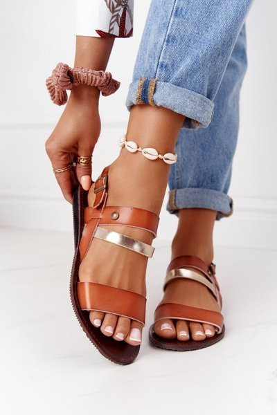 Flat Women's Sandals Camel-Gold Doris