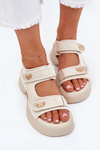 Women's sandals with golden details beige Luvira