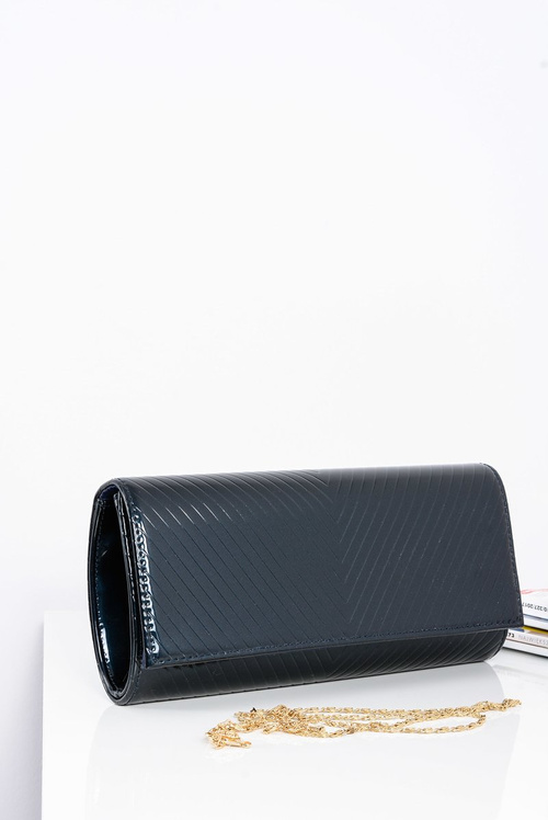 Women's Navy Blue Lacquered Clutch Bag