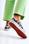 Women's Low Sneakers With Flowers Black Janey