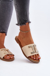 Women's Slippers with Beige Ornament Ollavia