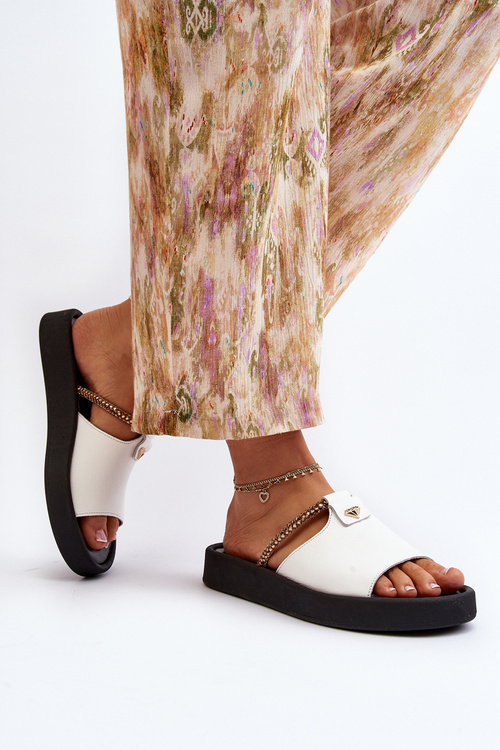 Women's Leather Sandals Zazoo 2896 White-Black