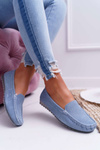 Women's Moccasins Suede Leather Blue Tenzion
