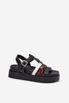 Women's Sandals With Straps On Platform Black Gallari