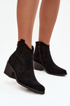 Women's openwork ankle boots on heel Black S.Barski HY52-529 Black