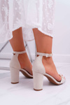 Women's Stiletto Sandals with Pearls Beige Renes