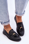 Classic Fringed Leather Loafers Black Camis