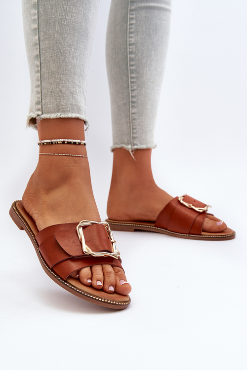 Women's sandals with strap and buckle Camel Opahiri