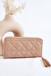 Large Quilted Wallet With Stripe Beige Jeffrey