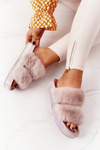 Platform Slippers With Fur And Cubic Zirconia Beige Wow!