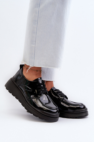 Lacquered Women's Shoes Natural Leather Black Scadaria