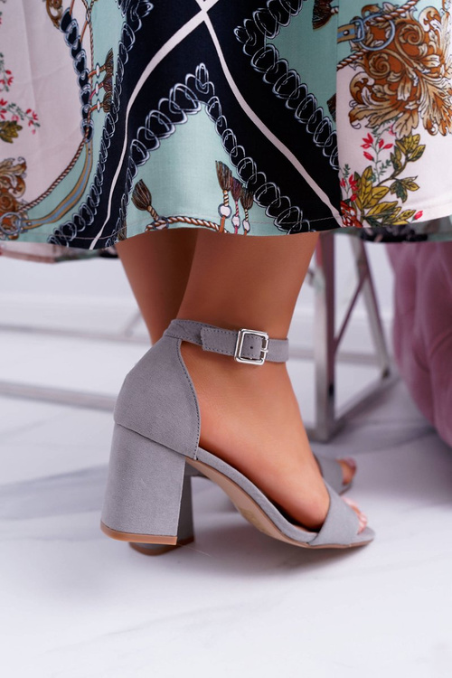 Grey Women's Stiletto Sandals Suede NewGenua