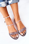 Rubber Sandals With Glitter Grey Beach Time