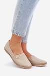 Espadryle Damskie Eleganckie Skóra Naturalna Beżowe Zazoo 10177