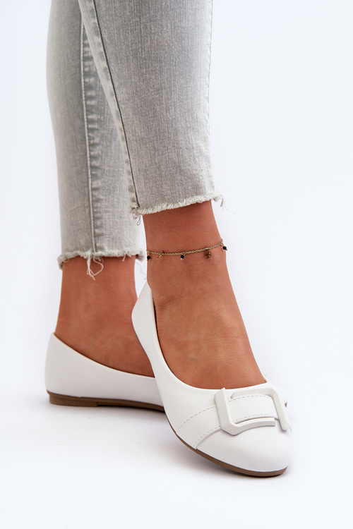 Ballerinas With Strap And Embellishment Eco Leather White Cadwenla