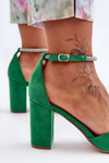 Suede Pumps with Rhinestones Green Diamond 