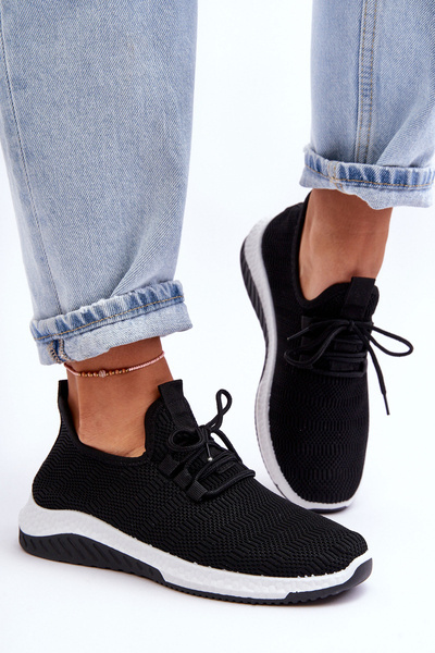 Sneakersy Klasyczne Materiał Wsuwane Czarne Gusto KK-316