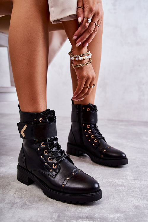 Insulated Leather Snake Boots Black Colira