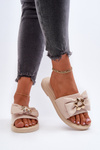 Women's Beige Slippers with Bow Arsicada