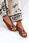 Flat Sandals With Decoration Leopard Brown Haliones