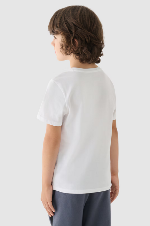 Smooth Cotton Boys T-shirt Regular White 4FJWAW24TTSHM1859-10S