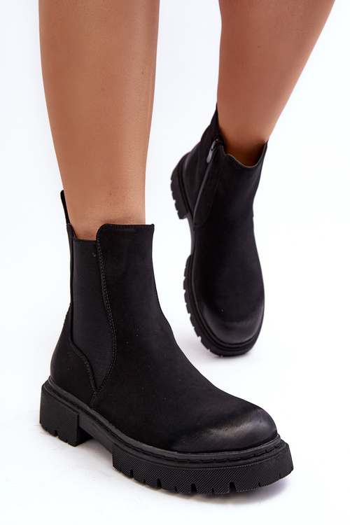 Women's Lined Zip-Up Ankle Boots Black Vesta