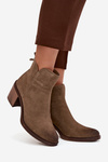 Women's ankle boots made of natural suede with heel Sergio Leone BT25321-S khaki