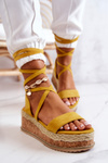 Suede Sandals Espadrilles On the Wedge Yellow Shanny