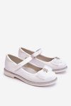 Children's Velcro Ballerinas With A Decorative Bow White Nadia