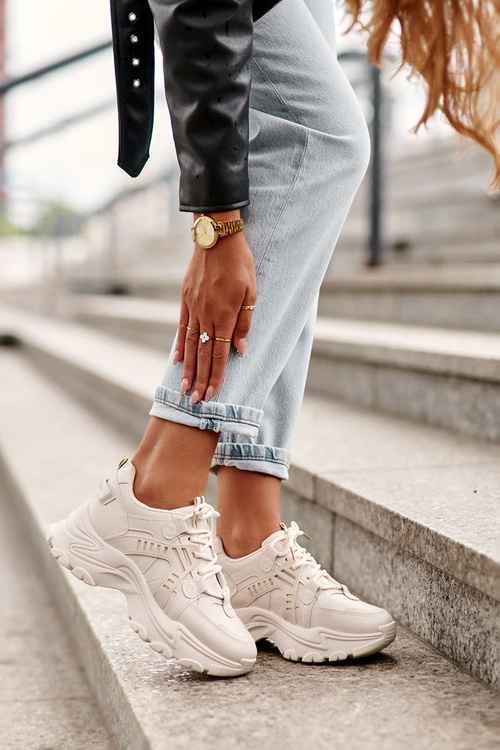 Women's Chunky Sports Sneakers Beige Toderus