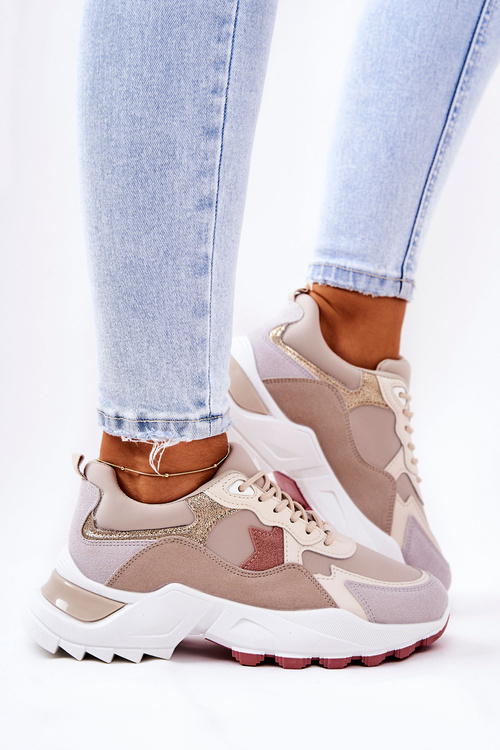 Platform sports shoes Beige and pink Berenice