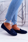 Sergio Leone Women's Suede Moccasins Navy Blue Winted
