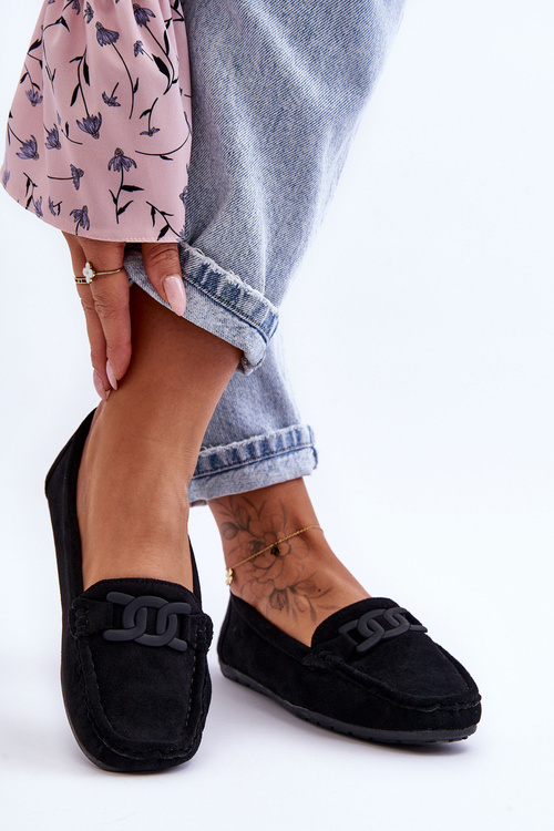 Women's Stylish Suede Loafers Black Rabell