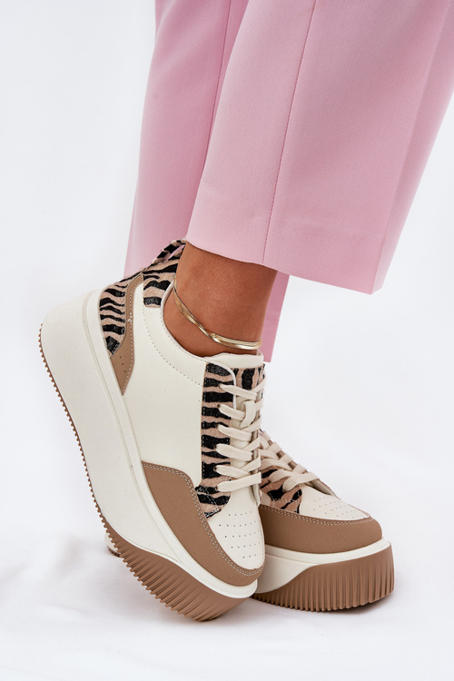 Women's Sneakers on Massive Platform Zebra Beige Tamorniel
