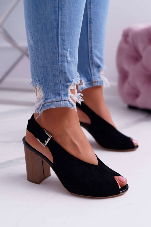 Women's Suede Sandals Black Celian