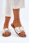 Women's White Sandals with Strap and Buckle Opahiri