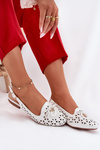 Perforated Ballerinas With Open Heel White Navinnia