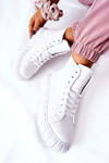 Leather High Platform Sneakers White Meniphise