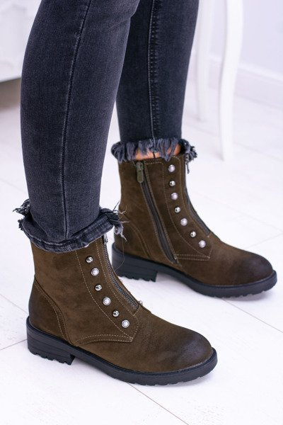 Women's Boots Warmed Trappers Khaki Dowito