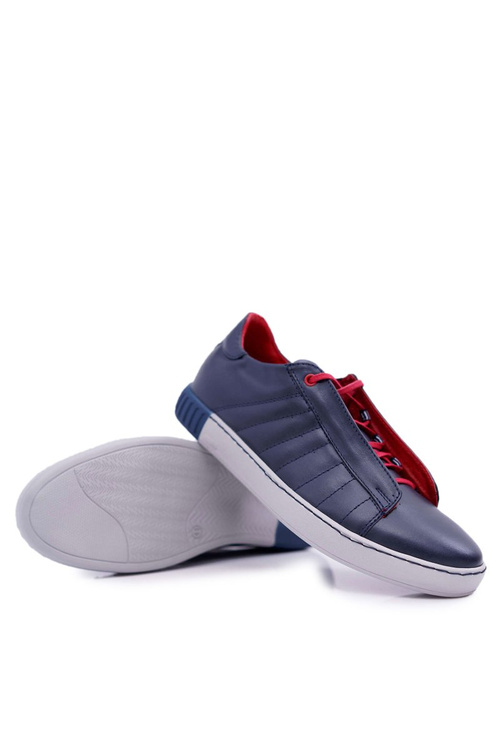 Men's Bednarek Leather Sport Shoes without eyelets Navy blue Geos