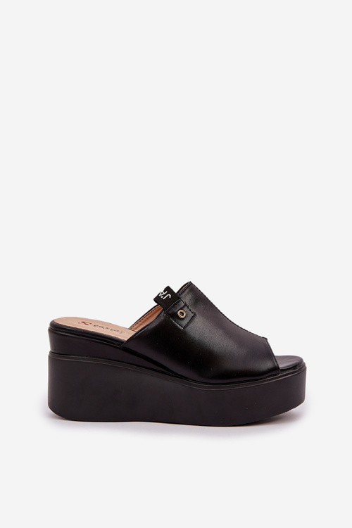 Platform And Wedge Sandals Eco Leather Black Eridoria
