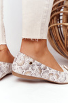 Leather Ballerinas With Fringes Maciejka 04016-25 Beige-Gold