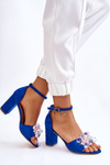 Elegant High Heel Sandals With Crystals Blue Cameron 