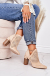 Openwork Boots On A Block Heel Beige Michelle