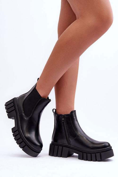 Leather Massive Boots Ankle Boots Black Orryss