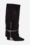 Women's Heeled Boots with Decorative Strap Black Jolivine