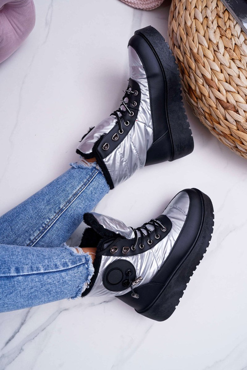 Women's Fleece-lined Snow Boots Silver Fahrenheit