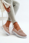 Women's Loafers On Flat Heel With Gold Detail Pink Limentia
